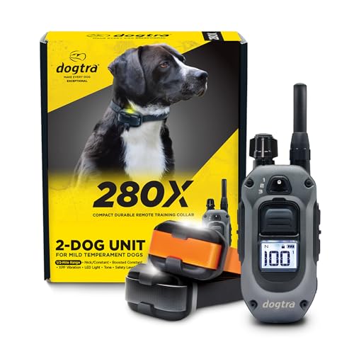 Dogtra 280X 2-Dogs E-Collar with Remote [New Edition] 10 lbs+, 1/2 Mile Range, LED Light, 100 Levels of Control for Stubborn Dogs, Waterproof, Boost for Quick Recall, Vibration, Safety Lock & Tone