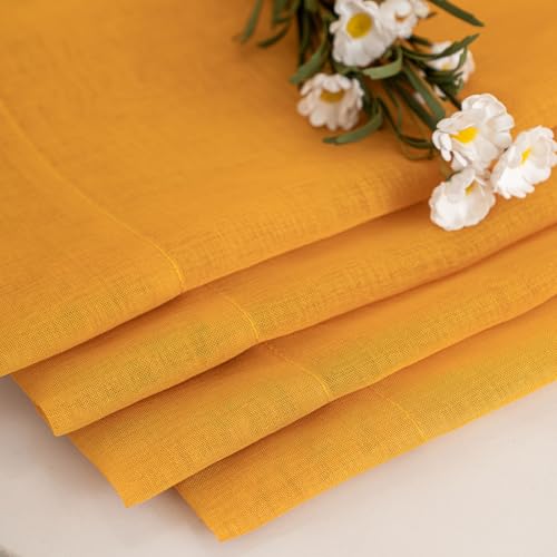 Image of Sheer Curtains 84 inch Length 2 Panels Set, Semi Sheer Privacy Curtain Drapes, Yellow Rod Pocket Window Treatments Voile Curtains for Windows Living Room Bedroom Sunroom French Doors, 52 inchW x 84 inchL