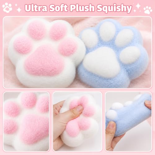 Image of 3PCS Taba Squishy Cat Paw, Taba Squishy for Relaxing Sensory Fidget Pinch Family for Kids Cat Paw Squeeze Cute Beautiful Cat Paw (White Pink)