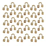 YHomU 200 tapas de cordón chapadas en oro de 14 quilates de 5 x 4 mm, en forma de U para joyas, cierre de metal de herradura, collar de bricolaje, fabricación de pulseras