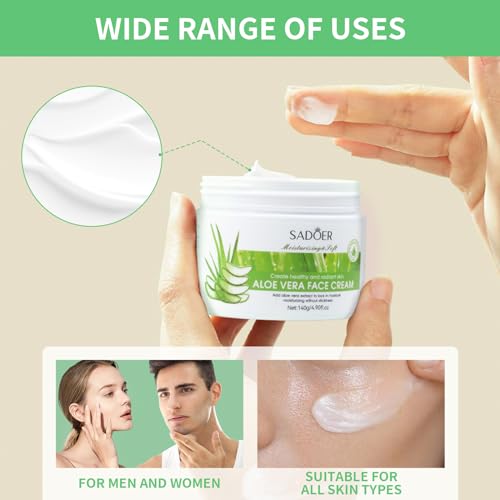 Lustwieta Aloe Vera Cream Face Cream and Body,Hydrating Refreshing Moisturizing Cream for Women Men,Sunburn Organic Hydrating Face Moisturiser for All Skin,Anti Aging & Wrinkle (White) Lustwieta Aloe Vera Cream Face Cream and Body,Hydrating Refreshing Moisturizing Cream for Women Men,Sunburn Organic Hydrating Face Moisturiser for All Skin,Anti Aging & Wrinkle (White)