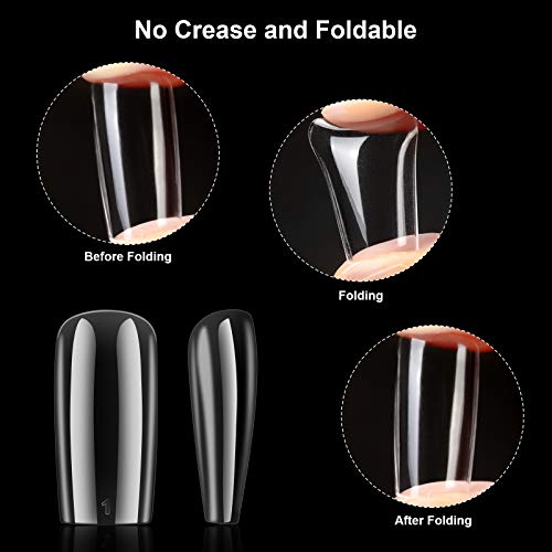 Tiphulan Clear Square Nail Tips - False Nails Tips And Glue With Gift Box Of 10 Sizes, 500Pcs Full Cover Acrylic Nail Tip, Squoval Shape Nail Tips, Fake Nails For Nail Art Salons And Home Diy #TOP2