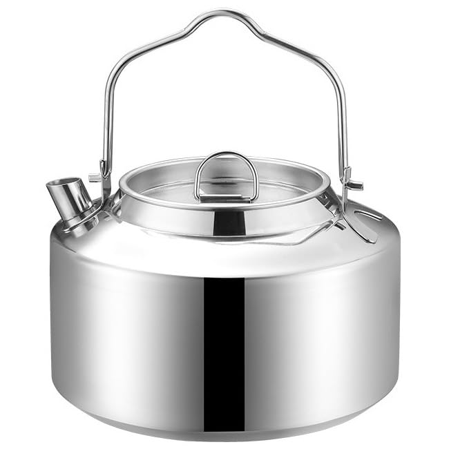 Bouilloire camping en acier inoxydable de 1,2L théière portable légère