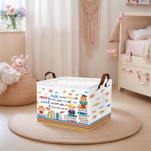 Image of Reading Book Storage Basket Organizer for Nursery, Classroom, Library, and Daycare Store Books, Clothes (Kid Learning)