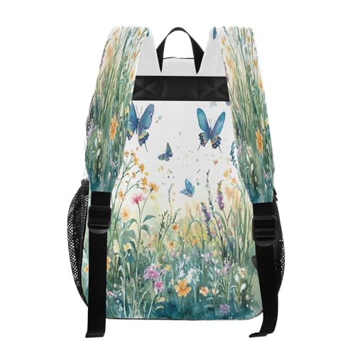 Wildflowers and Butterflies Clear Backpack - Stadium Approved Large 15.7-inch Waterproof Transparent Bag for Sports, Concerts, Work, Travel#2963