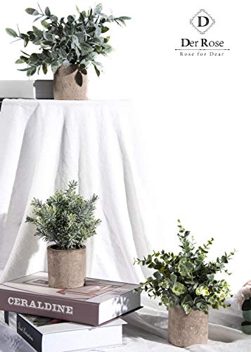 Der Rose 3 Pack Mini Potted Fake Plants Artificial Plastic Eucalyptus Plants For Home Office Desk Farmhouse Room Decor #TOP3