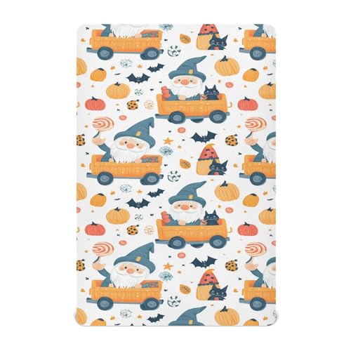 Image of Caikeny Fitted Crib Sheet for Boys Girls Cute Gnomes Halloween Candy Cats Bats Baby Crib Sheets Bassinet Sheets Crib Mattress Bed Sheets for Toddler Newborn Infant 27 x 39 in