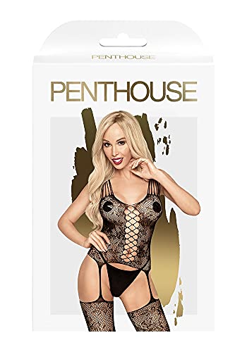 Penthouse, straps bodystocking, bodystocking, verschillende maten, lingerie, Love bud', zwart, Maat: S-L - Afbeelding 3