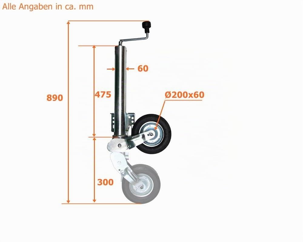 The Drive - 16357-2X Anhänger Stützräder Halbautomatik-Stützräder 60mm, 400kg Stützlast
