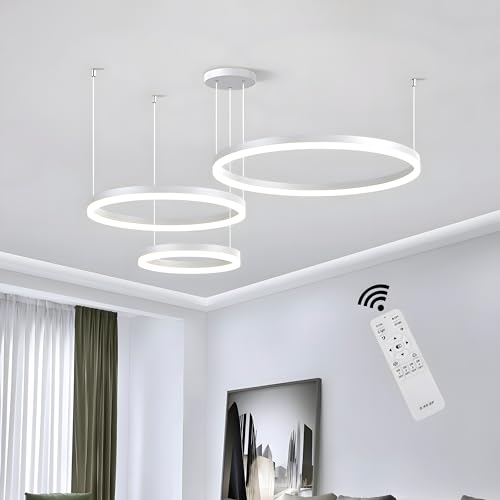 Lustre LED télécommandé et réglable en hauteur pour un éclairage de salon idéal