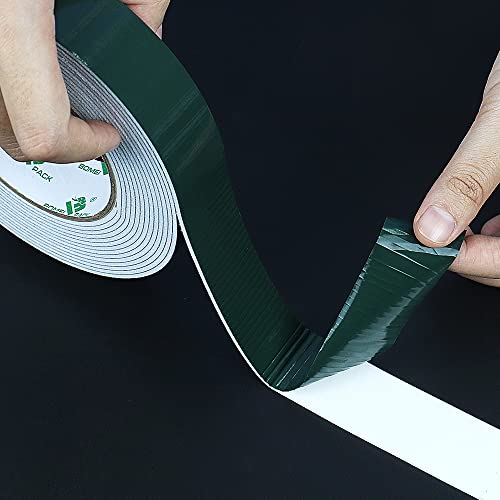 Image of BOMEI PACK 1.18inch x 16.4ft Double Sided White Foam Tape for Automotive, Molding, LED, Sealing, for Home, Office | 2mm Thick, 2 Rolls
