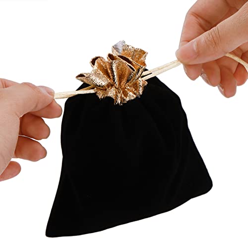 Lyellfe 50 Pack Velvet Bags, Jewelry Pouches Bag With Drawstring, 6''L X 5''W Gift Giving Bag, Decorative With Gold Rim, Great For Jewelry, Candy, Christmas Party, Wedding Favors #TOP2