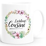 MoonWorks - Taza de café de regalo para Cousine Lieblingscousine flores, talla única