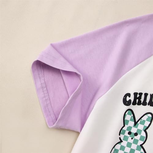 MODNTOGA Boys Girls Easter Outfit Bunny Graphic T-Shirt Chillin' with My Peeps Letter Print Short Sleeve Tee Tops4