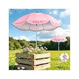 Wirv kt 1Pack Plant Umbrellas for Outdoor Plants, Upgraded 360° Rotating 3-Prong Ground Stake for Stronger Grip, Stable Garden Shade Umbrella for Flowers, Vegetables, Fruit Trees, Raised Beds & Planters Pink