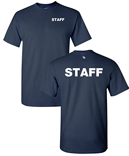 Peerless Embroidery Company Staff T-Shirt Silkscreen Front & Back Heavy Cotton 13577 (Large Navy)