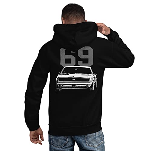 American Antique Collector Muscle Car 1969 Chevy Camaro Unisex Hoodie Black - Main Image