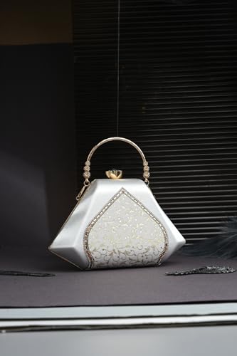 Image of TOOBA Handicraft Women's Beautiful Bling Box Clutch Bag | Evening Bag, Bridal Purse & Party Handbag | Wedding & Special Occasion Clutch (Mix Pyramid)