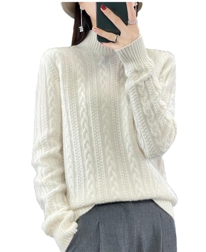 Wvapzxx Wool Knitted Pullover Women's Semi-Turtleneck Long Sleeve Sweater