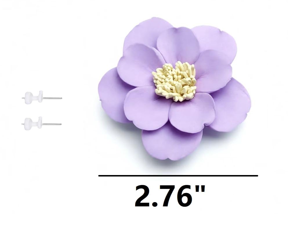 Image of Ceramic Flower Wall Art Decor, Artificial Flower Wall Sculpture,Handmade Ceramic Flowers for Home,Hallway,Living Room, Kitchen,Bathroom (Purple,Osmanthus, 2.76 inch)