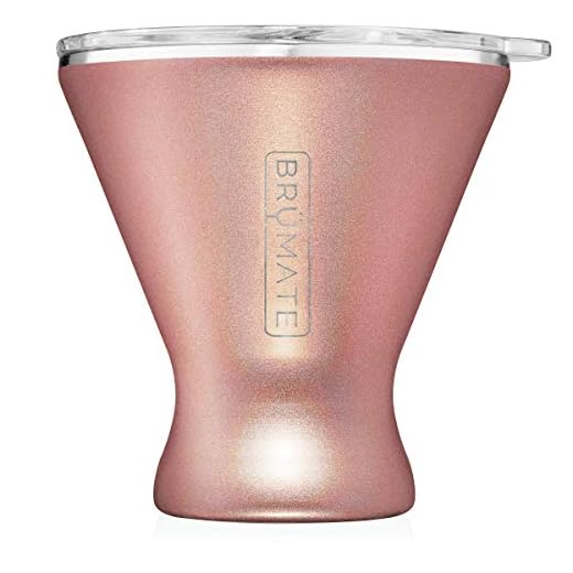BrüMate MargTini 10oz Martini Margarita Tumbler - Made With Vacuum-Insulated Stainless Steel (Glitter Rose Gold)