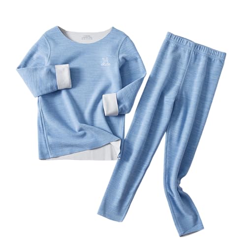 Girls Boys 2 Piece Cotton Sets Basic Solid Fleece Lined Long Sleeve T-Shirt + Pants Fall Winter Warm Oufits for 2-16 Years