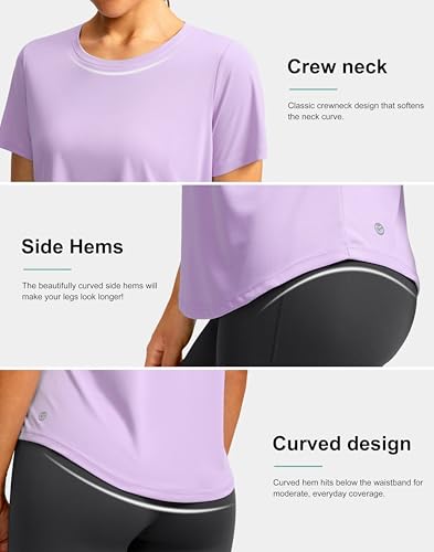 Image of Women's Short Sleeve Workout Shirts UPF 50+ Sun Protection T-Shirts Quick Dry Breathable Gym Running Hiking Tops for Women