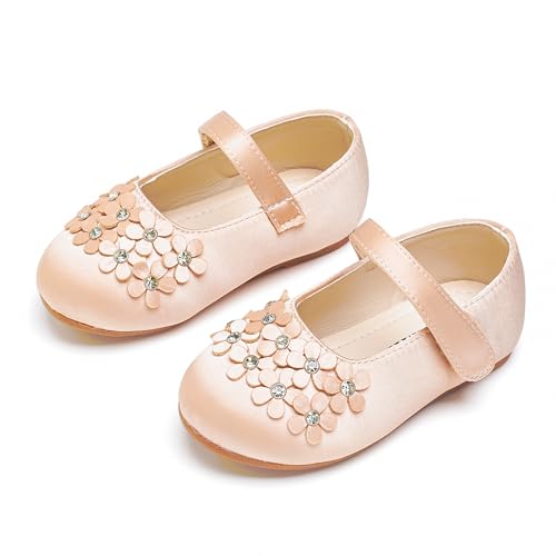 Image of PHIRAMIN Toddler Flower Girl Glitter Dress Shoes Little Girl Ballet Flats Bow Wedding Party