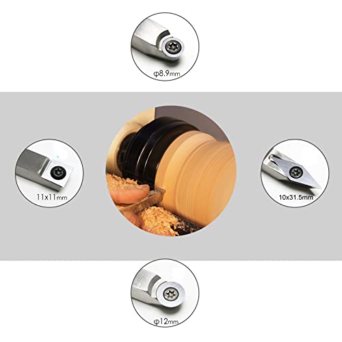 8Pcs Turning Inserts Cutting Tools, Carbide Cutters Inserts Set For Wood Lathe Turning Tools - Include 11Mm Square With Radius, 12Mm And 8.9Mm Round, 28Mm And 30Mm Diamond With Sharp Point #TOP6