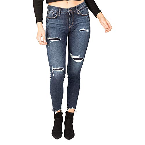 Silver Jeans Co. Elyse Mid-Rise Curvy Fit Skinny Jeans L03116EGX410 Indigo 30 27