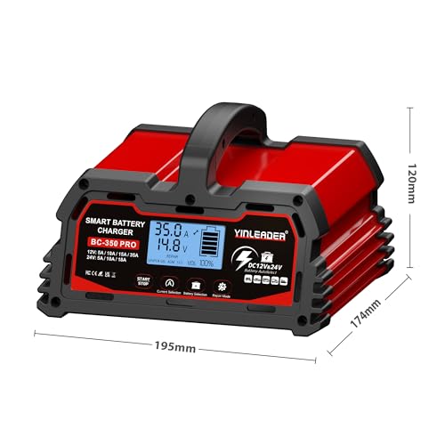 Cargador de Batería Automotriz 35A 12V/24V 18A - Cargador Automático Inteligente con Pantalla LCD, para Baterías de Coche, Motocicleta y LiFePO4 - imagen 7