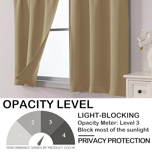 Image of Taupe Blackout Curtains for Small Window Treatment, Light Blocking Short Kitchen Window Curtains Over Sink, Dual Rod Pocket Half Window Tiers for Bathroom Basement, 2x40Wx36L Inches