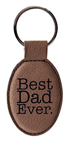 ThisWear for Dad Best Dad Ever Father Daughter Gifts Father Son Gifts Leatherette Oval Keychain Key Tag Brown