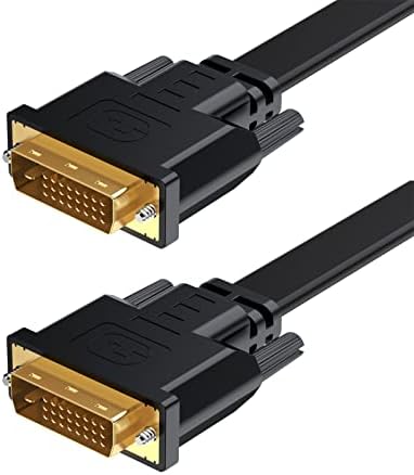 SROMGEE DVI to DVI Cable 10Ft, Flat Design, Dual DVI Link Cable DVI-D Cord Male to Male Computer Monitor Video Connetors Cord for PC Laptop HDTV etc (10FT, Black)…