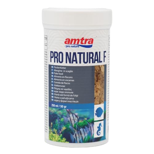 Amtra Pro Natural Flake 250 ml - Mangime in scaglie a base di farine di vermi 100% naturale per pesci d’acqua dolce e salata