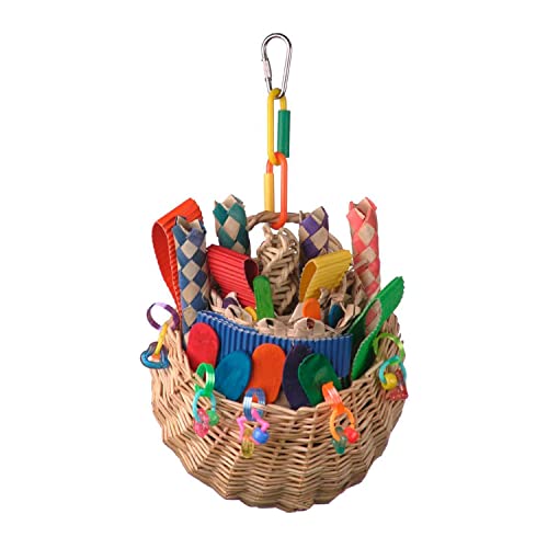 Super Bird Creations Sb669 Wicker Foraging Basket Bird Toy With Array Of Chewable Toys For Parrots, Medium Size, 10” X 4” X 5”, Varies, 1 Count (Pack Of 1) #TOP26