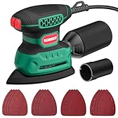 SORAKO Levigatrice Per Legno, 220W 14000 OPM Levigatrice Mouse Con Sacchetto Raccoglipolvere E 16 Fogli Di Carta Abrasiva, Ideale Per Levigare Superfici In Legno E Acciaio In Spazi Ristretti