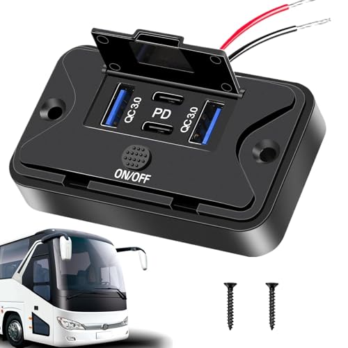 カー チャージャー - 急速充電 車載 スマートフォン 充電器,マルチポート ガジェット ポータブル 高速充電 モバイル機器 サポート RV 車両 アウトレット