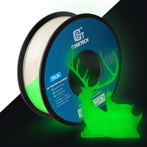 GEEETECH Filamento PLA de 1,75 mm, filamento que brilla en la oscuridad, filamento para impresora 3D, bobina de 1 kg, filamento verde brillante