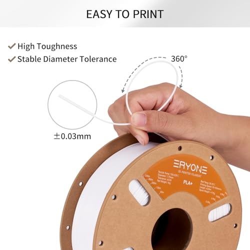 Image of ERYONE PLA Plus Filament 1.75mm + /-0.03mm, 3D Printer Filament PLA+,Tougher and Stronger, 1kg(2.2LBS) /Spool, White
