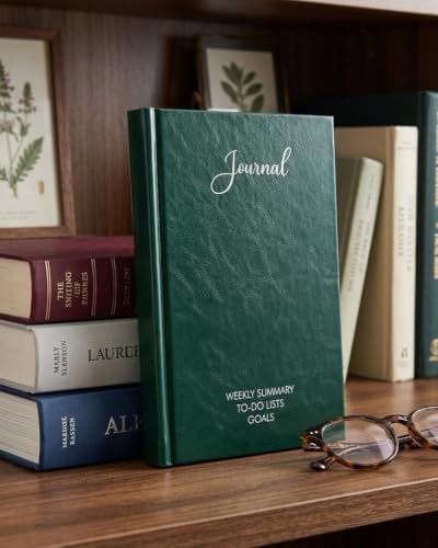 Image of Unruled Premium Hardcover Journal Notebook | Weekly Summary, To-Do Lists & Goal Planner | Undated Productivity Journal | A5 Size, Smooth Writing Pages | 100gsm Thick Paper, 80 Sheets /160 Pages Per Book | Elegant Notebook for Work, Study & Personal Planning GREEN, Blank)