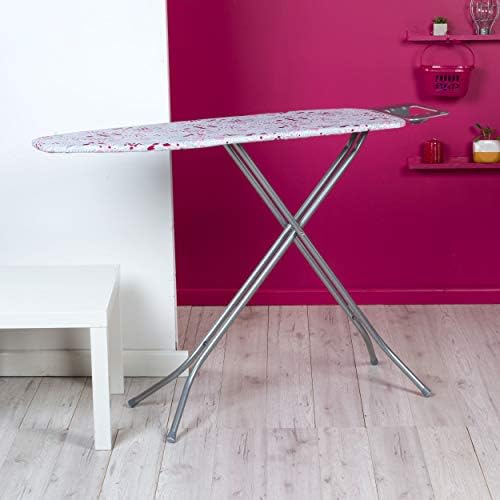 Kleeneze KL063052UKFLOEU Collapsible Ironing Board, Anti-Slip Foot Caps, 100% Cotton Removable Cover for Smooth Press, Compact Storage, Perfect for Left or Right-Handed Users, Floral Print