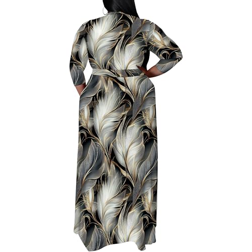 Image of SUZONANA Women's Plus Size Maxi Dresses Casual Loose Short Sleeve Long Maxi Dress with Belt Wedding