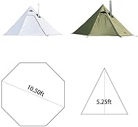 Vista 2 de Tipi - Tienda de campaña caliente con gato de estufa ignífugo para tubos de combustión, 2 ~ 3 personas, ligera, tienda de campaña tipi