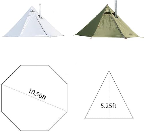 Miniatura 2 de Vilemoon Tipi - Tienda de campaña caliente con gato ignífugo para tubos de combustión, 2  3 personas, ligera, tiendas de campaña tipi para equipo