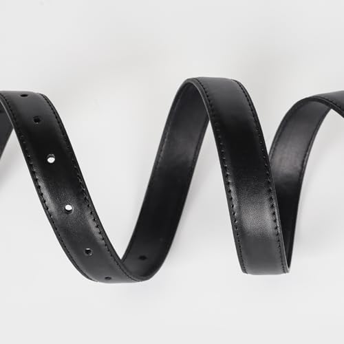 Image of Women's Fashion Classic Metal Buckle Leather Belt with Jeans Dress