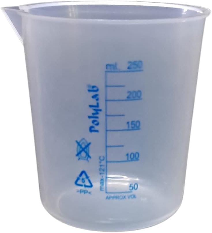 AANIJ® Beaker 250 ml Printed Graduation Pack of 1 Measuring Cup, Plastic Science Beaker Transperant for Measuring Liquid in Home | Laboratory | School
