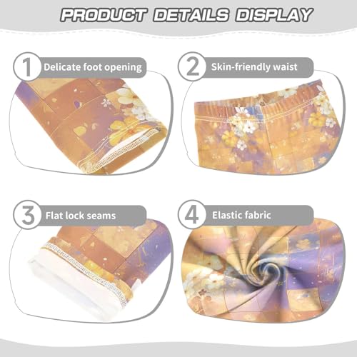 KLL Retro Checker Board Groovy Flower Oil Painting Toddler Girls' Basic Leggings Comfortable Full Length Pants3