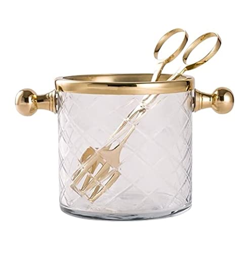 Cubitera Champanera Cubo De Champán, Cubo De Hielo De Vidrio De Latón con Clip De Hielo, Cubo De Vino Adecuado para Bares Domésticos Cubiteras para Botellas