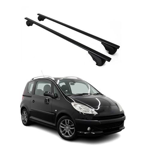 Barre Portatutto Portapacchi compatibili con Peugeot 1007 I 2005-2009 | Nero 2 TLG. Portabici in alluminio anodizzato